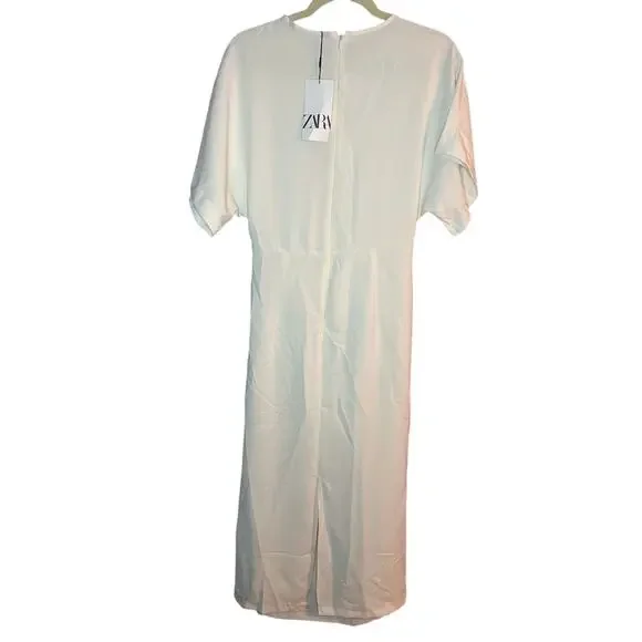 Nwt-Zara- DRAPED FITTED DRESS-Large - Picture 6 of 7
